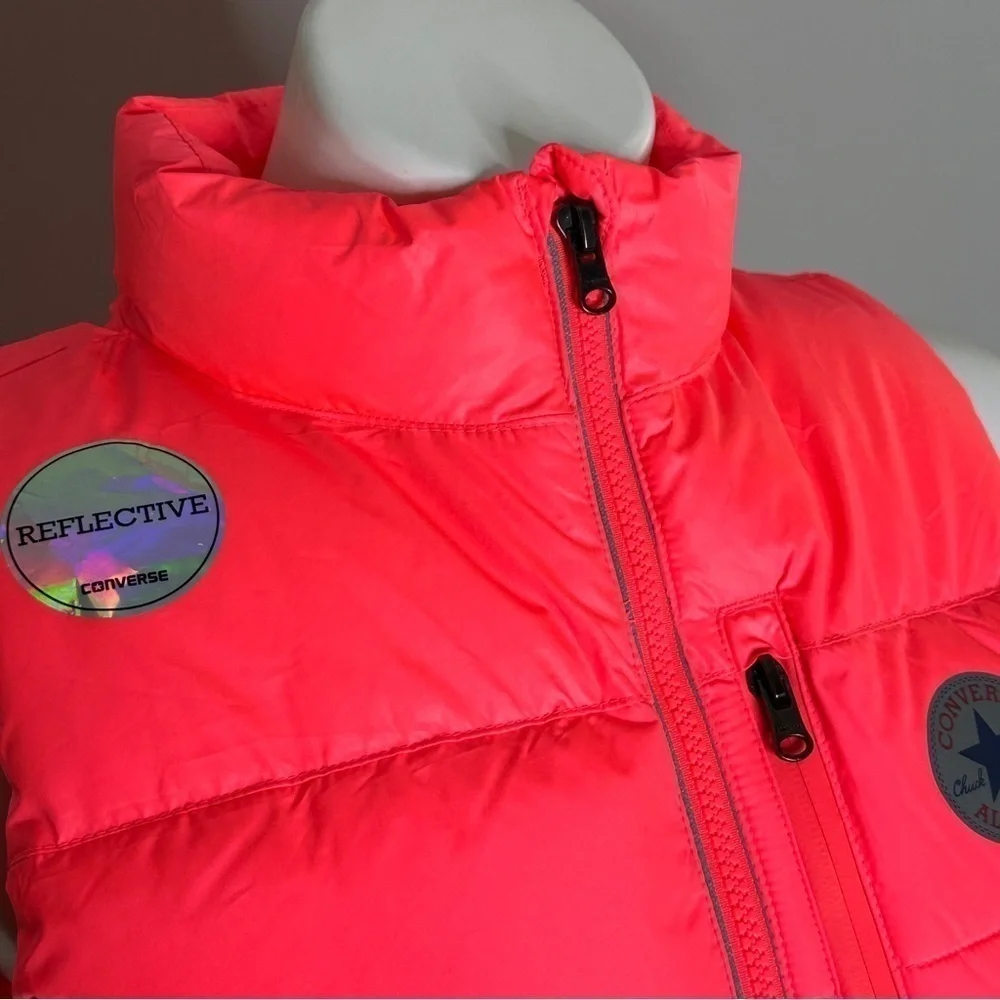 Converse bright pink puffer vest XL